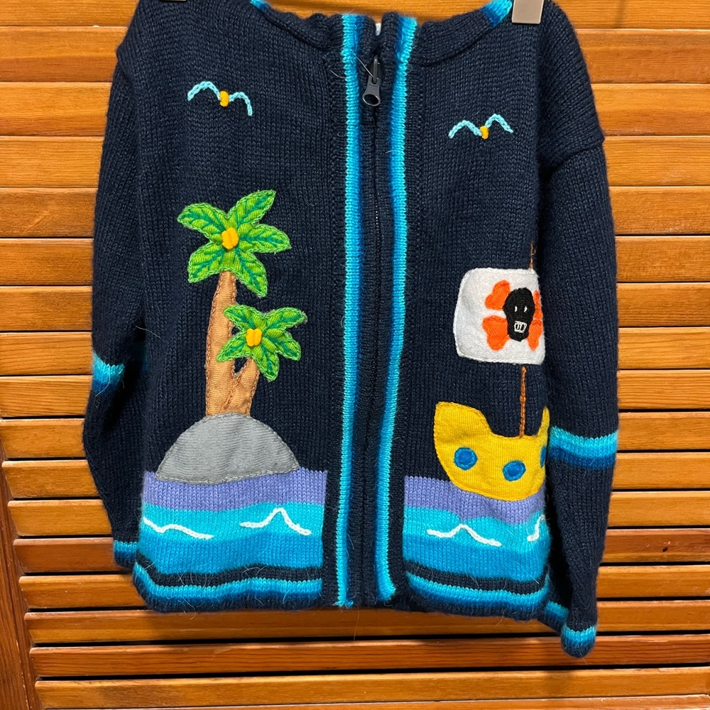 Blue Kids Zip up with Tropical Design